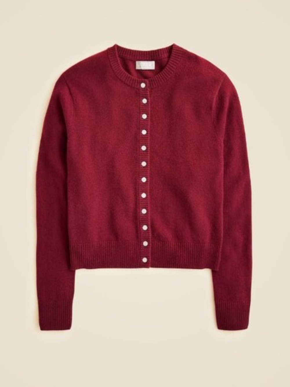 J.Crew 100% Cashmere Crewneck Cardigan Burgundy